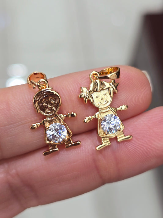 Girl/Boy necklace gold/ Oro Brasilero - Fui Fuiu Jewelry