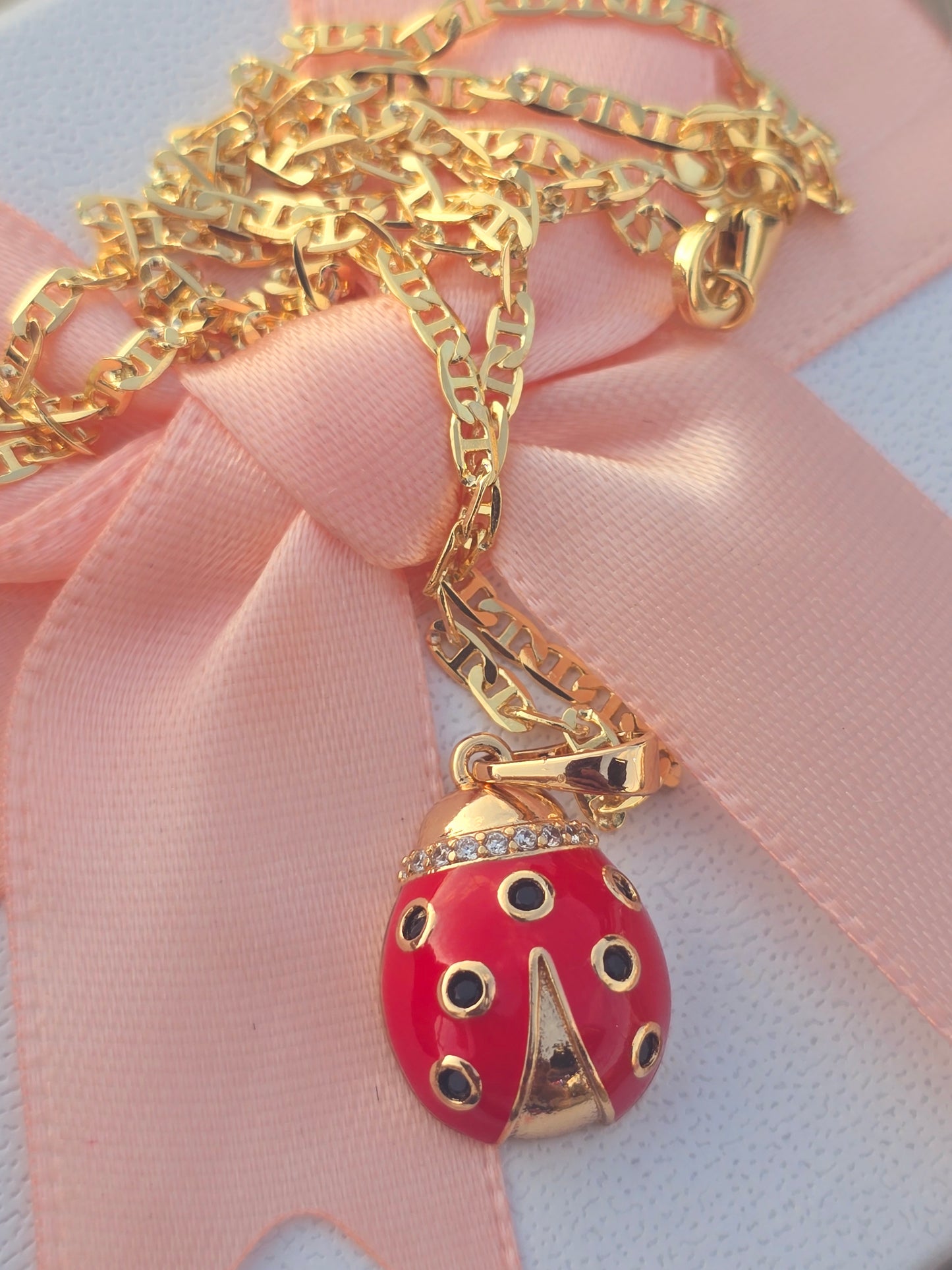 Ladybug pendant necklace 14K Gold Filled