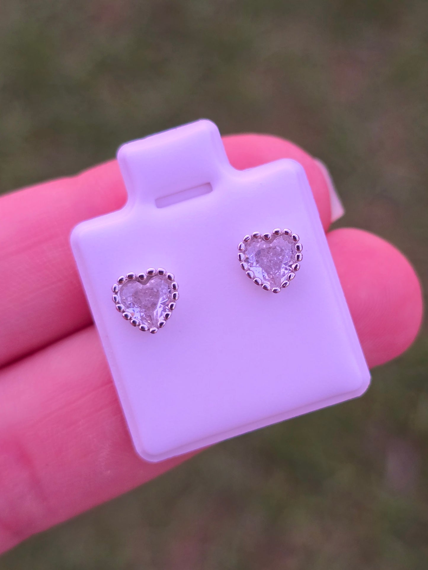 Crystal wrinkled heart Studs Sterling Silver corazon de cristal de plata 925 topitos aretes - Fui Fuiu Jewelry