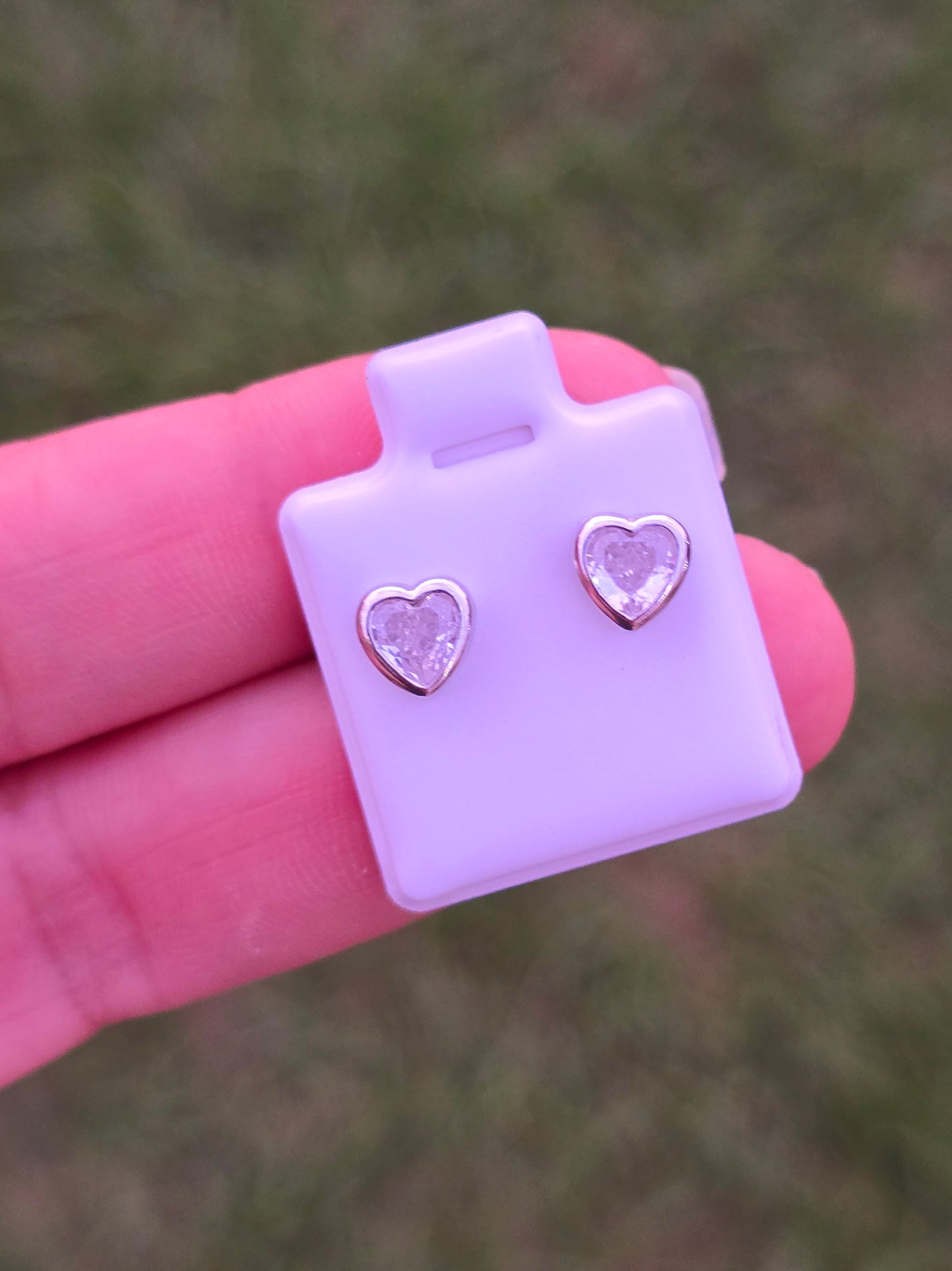 Crystal heart Studs Sterling Silver corazon de cristal de plata 925 topitos aretes