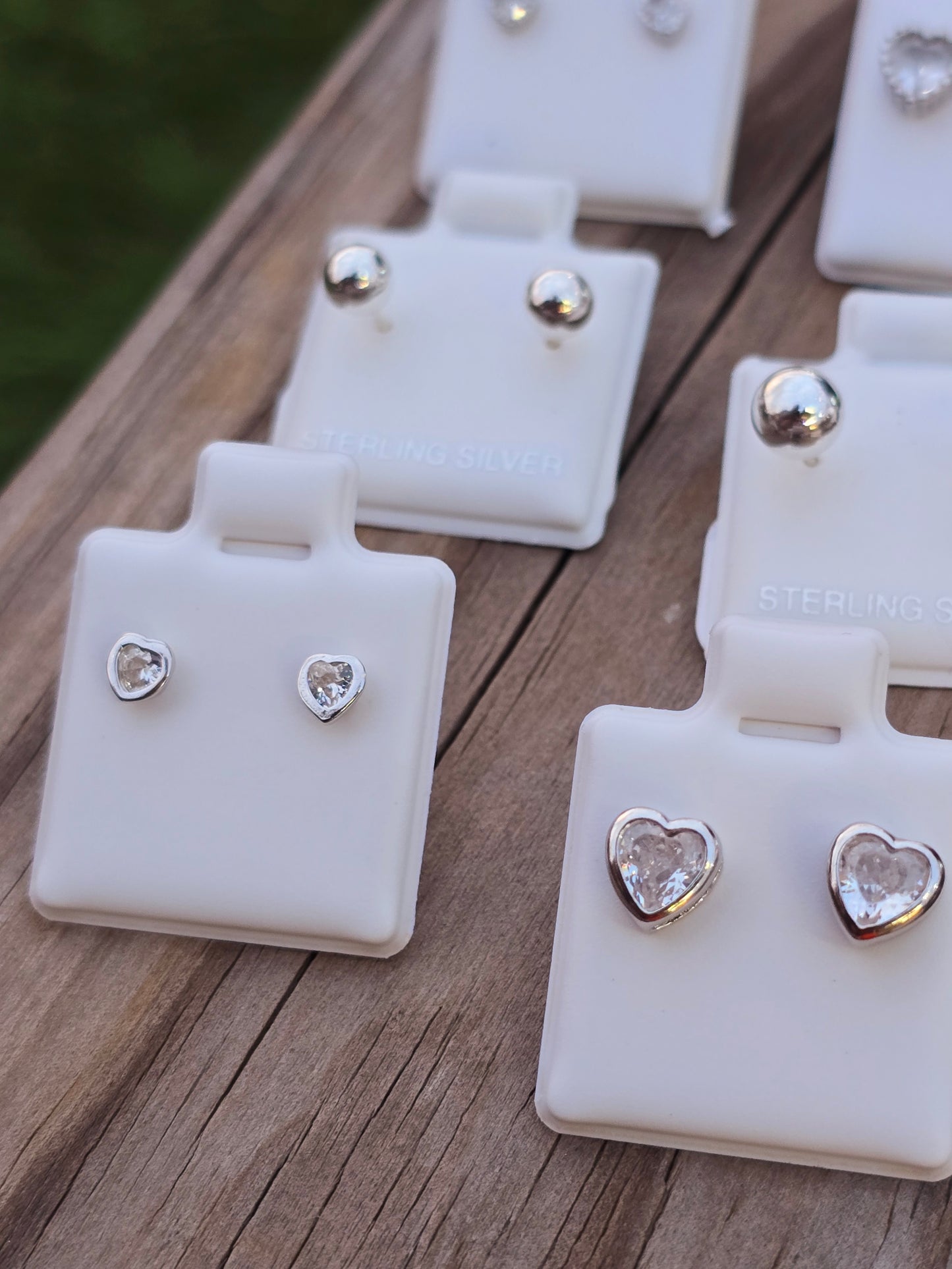 Crystal heart Studs Sterling Silver corazon de cristal de plata 925 topitos aretes