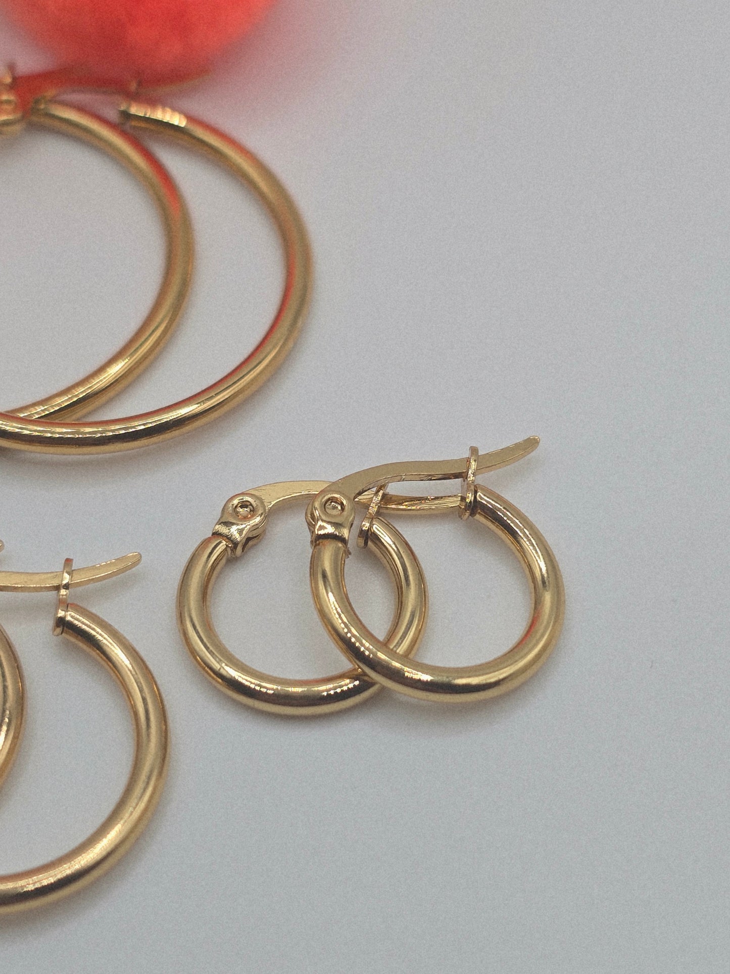 Earring hoops acero gold stainless steel ring aros zarcillos - Fui Fuiu Jewelry
