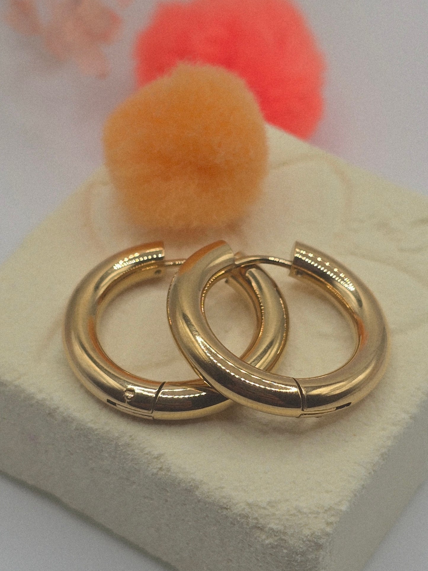 Aretes earring hoops golden stainless steel dorados zarcillos chunky
