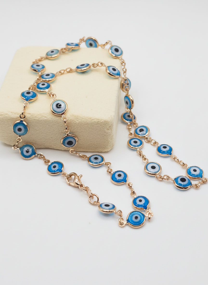 Evil Eyes necklace 14k Brasilian Gold cadena de ojos turcos en Oro Laminado 14K - Fui Fuiu Jewelry