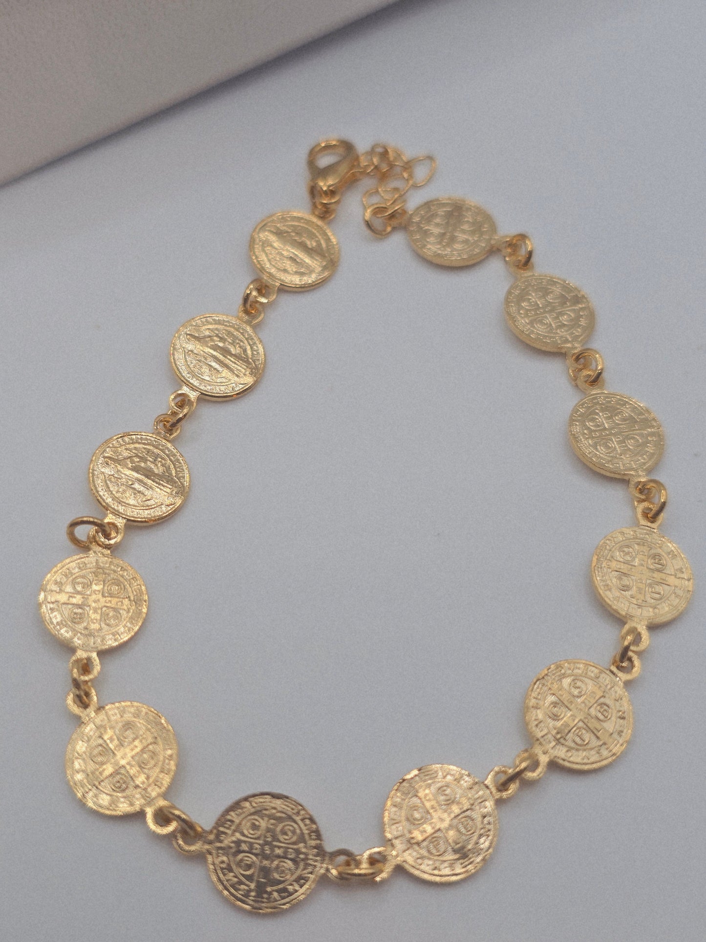 St Benedict bracelet Brasilian Gold San Benito pulsera Oro Brasilero 14K