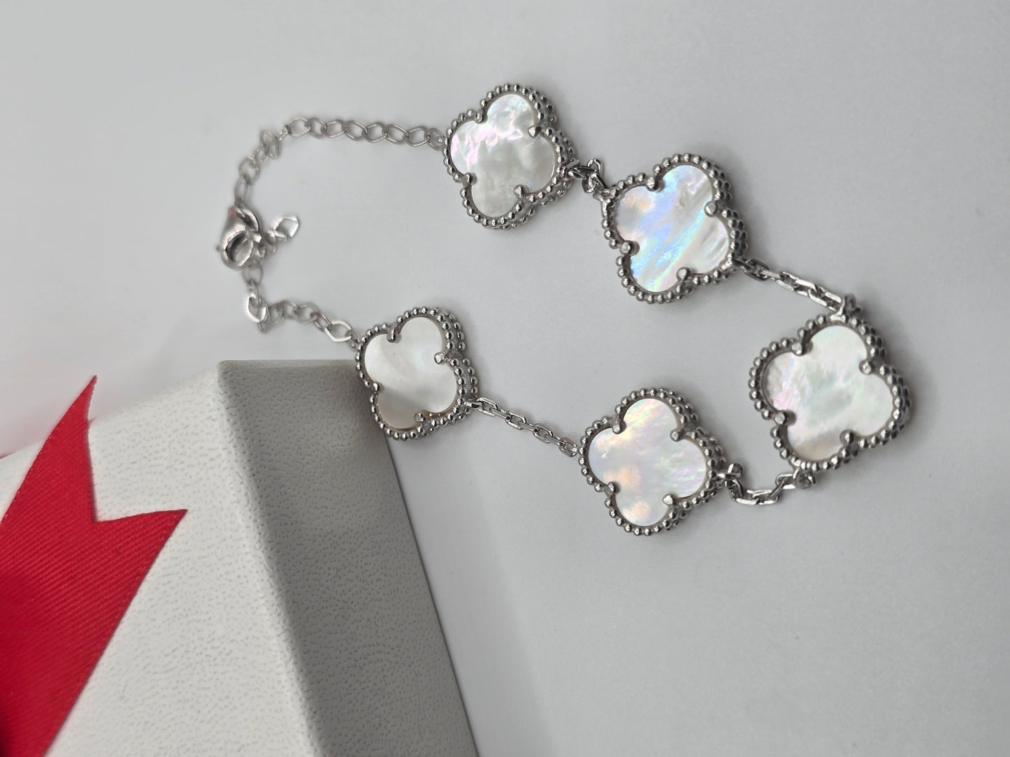 Bracelets sterling silver 4 leaves flowers pulsera en plata 925 flor de 4 hojas oro