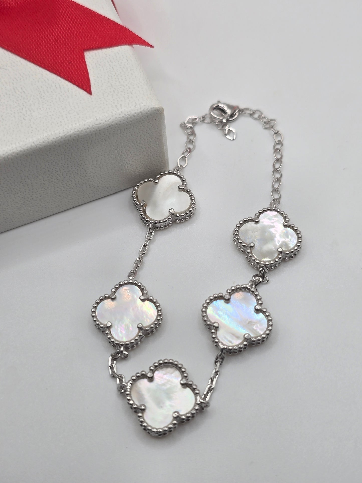 Bracelets sterling silver 4 leaves flowers pulsera en plata 925 flor de 4 hojas oro