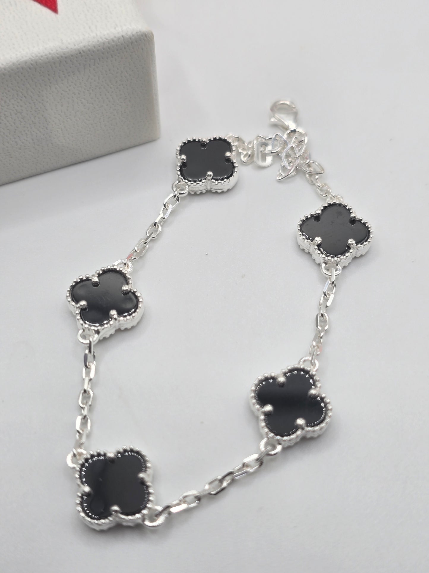Bracelets sterling silver 4 leaves flowers pulsera en plata 925 flor de 4 hojas oro
