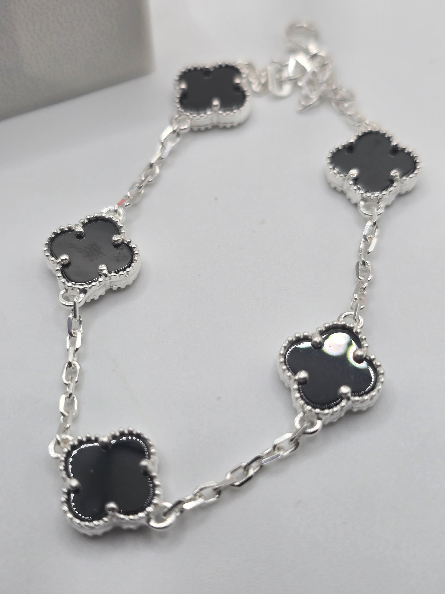 Bracelets sterling silver 4 leaves flowers pulsera en plata 925 flor de 4 hojas oro