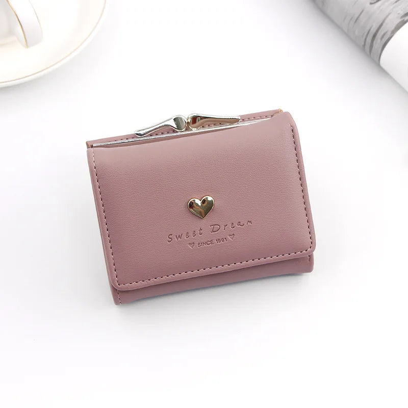 Small Women Wallet loving heart Short Women's Wallet Card Holder Girls Mini Woman Fashion Lady Coin Purse for Female Clutch Bag