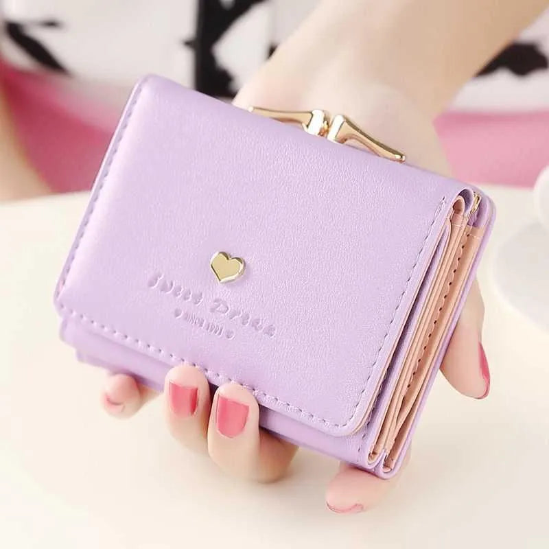 Small Women Wallet loving heart Short Women's Wallet Card Holder Girls Mini Woman Fashion Lady Coin Purse for Female Clutch Bag