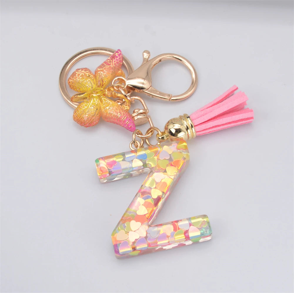 Fashion DIY A-Z Letters keychain Metal Holder Pendent Key Chain Women Car Key Ring Simple Letter Name Key Party Gift Jewelry - Fui Fuiu Jewelry