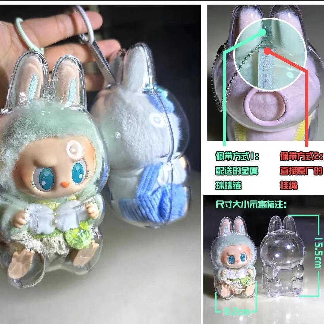 LABUBU V1 V2 transparent protective shell macaron standing protective cover dust cover doll labubu protector case - Fui Fuiu Jewelry