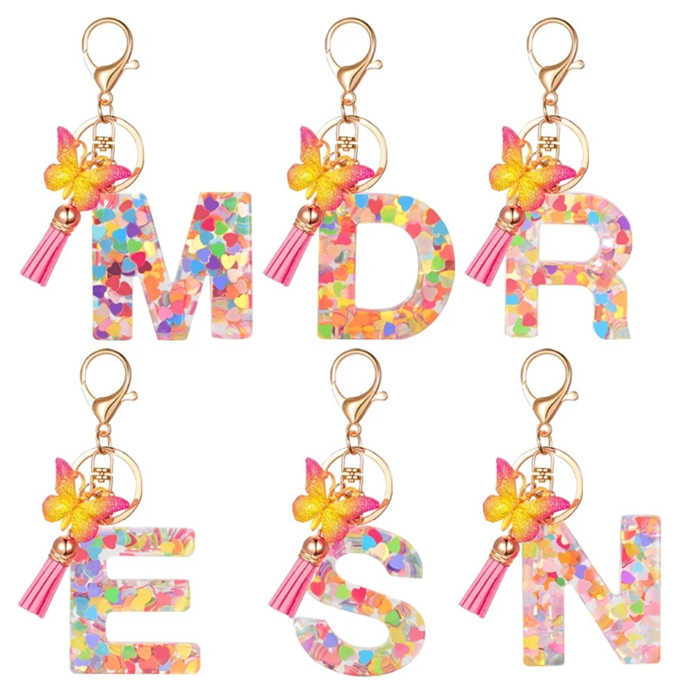 Fashion DIY A-Z Letters keychain Metal Holder Pendent Key Chain Women Car Key Ring Simple Letter Name Key Party Gift Jewelry - Fui Fuiu Jewelry