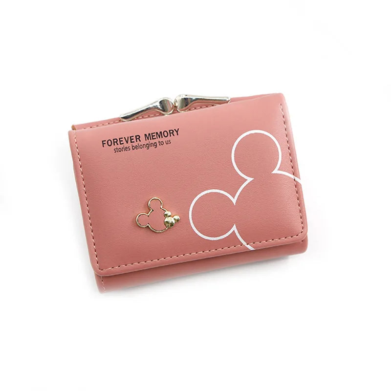 New Women's Wallet Cute Cartoon Letter Printed Students Coin Purse Triple Fold Short Style Wallets for Women Girls Handheld Bags