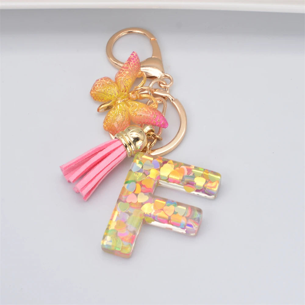 Fashion DIY A-Z Letters keychain Metal Holder Pendent Key Chain Women Car Key Ring Simple Letter Name Key Party Gift Jewelry - Fui Fuiu Jewelry