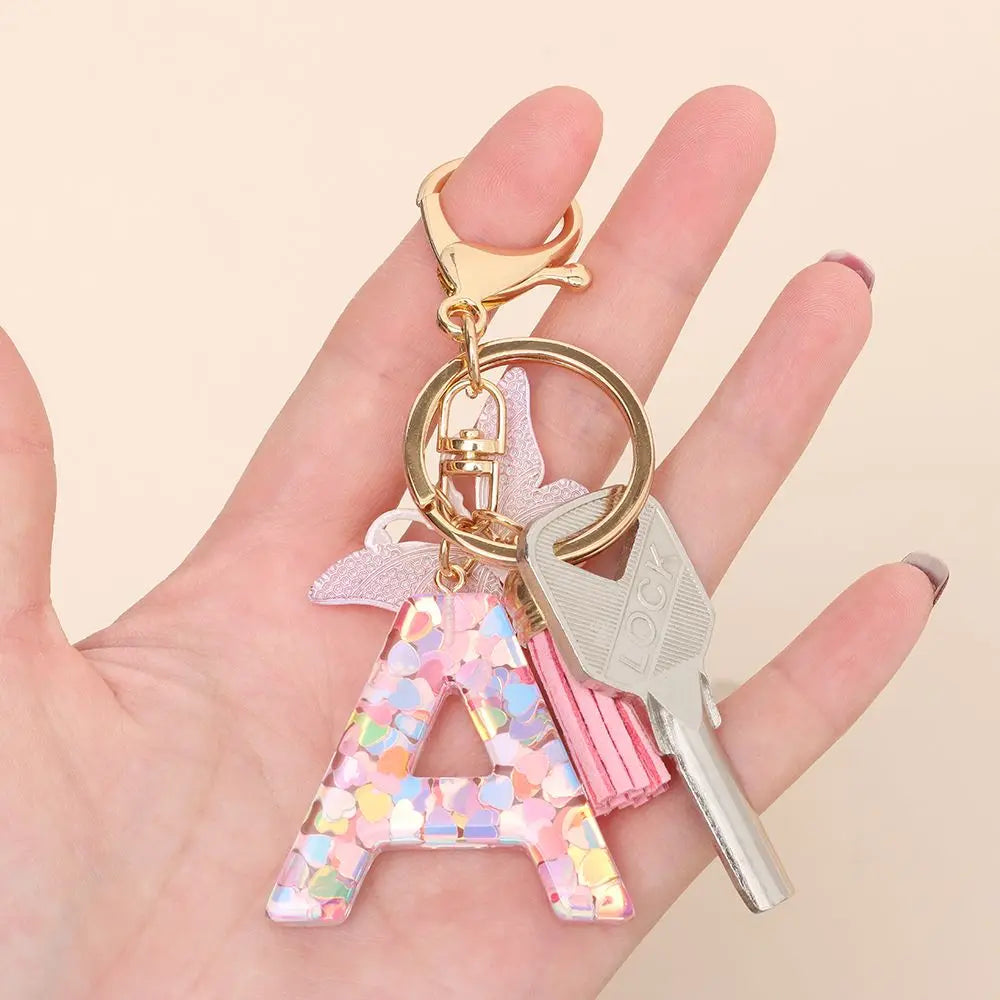 Fashion DIY A-Z Letters keychain Metal Holder Pendent Key Chain Women Car Key Ring Simple Letter Name Key Party Gift Jewelry - Fui Fuiu Jewelry