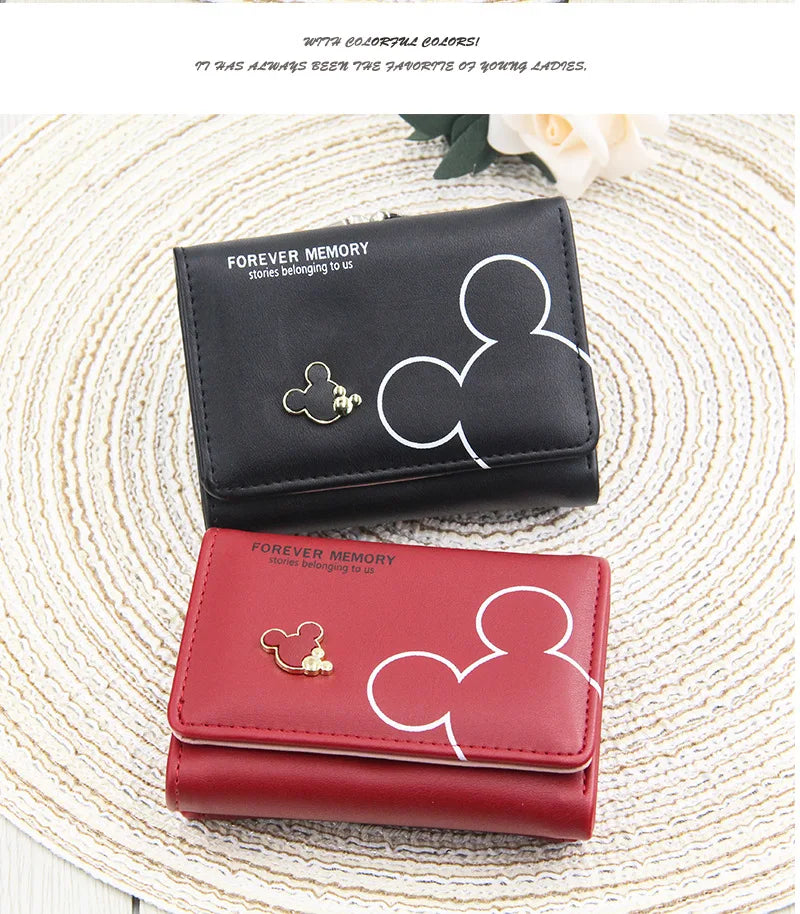New Women's Wallet Cute Cartoon Letter Printed Students Coin Purse Triple Fold Short Style Wallets for Women Girls Handheld Bags