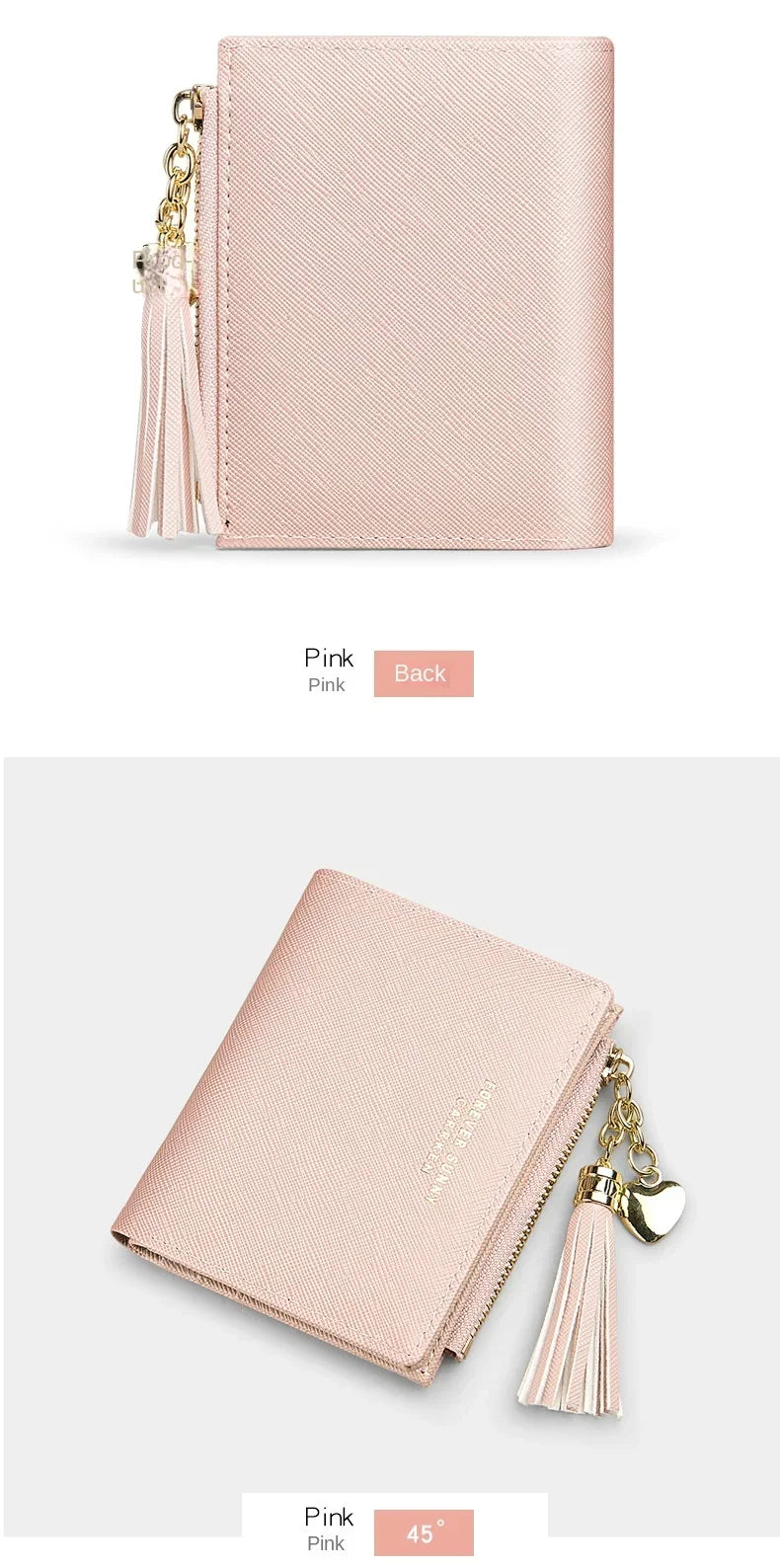 Women's Fashion Wallets Tassel Short Wallet For Woman Zipper Mini rfid Coin Purse Ladies Small Wallet Female Leather Card Holder