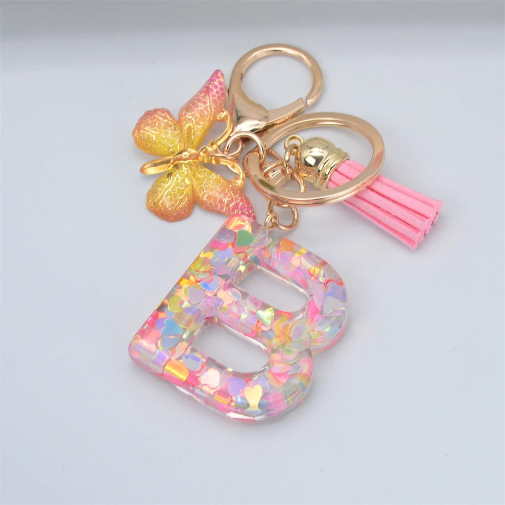 Fashion DIY A-Z Letters keychain Metal Holder Pendent Key Chain Women Car Key Ring Simple Letter Name Key Party Gift Jewelry - Fui Fuiu Jewelry
