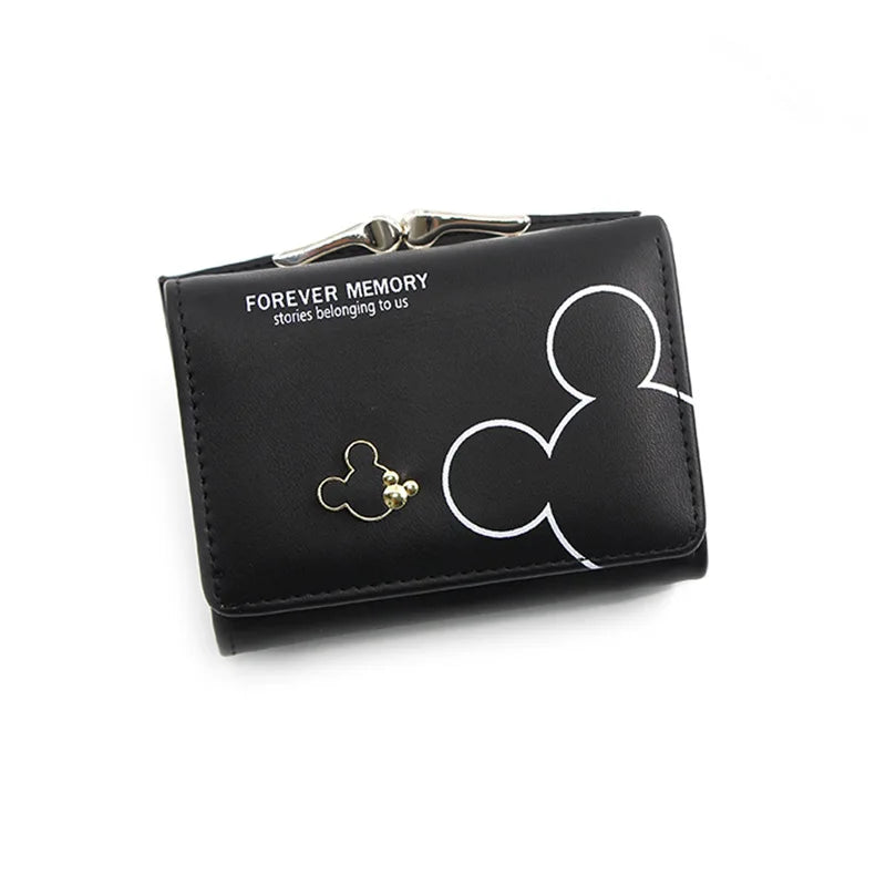 New Women's Wallet Cute Cartoon Letter Printed Students Coin Purse Triple Fold Short Style Wallets for Women Girls Handheld Bags