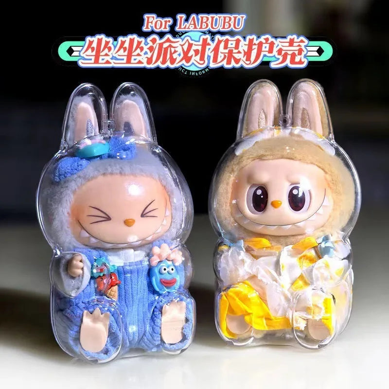 LABUBU V1 V2 transparent protective shell macaron standing protective cover dust cover doll labubu protector case - Fui Fuiu Jewelry