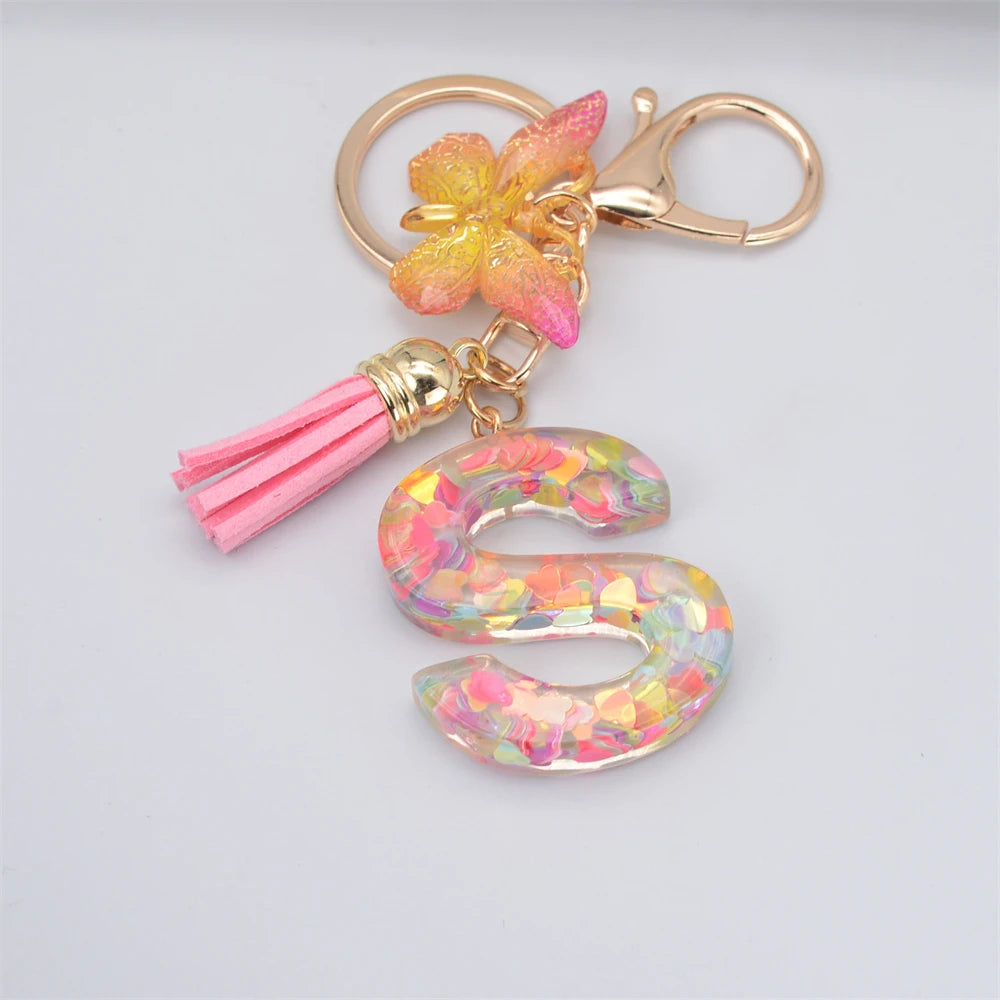 Fashion DIY A-Z Letters keychain Metal Holder Pendent Key Chain Women Car Key Ring Simple Letter Name Key Party Gift Jewelry - Fui Fuiu Jewelry