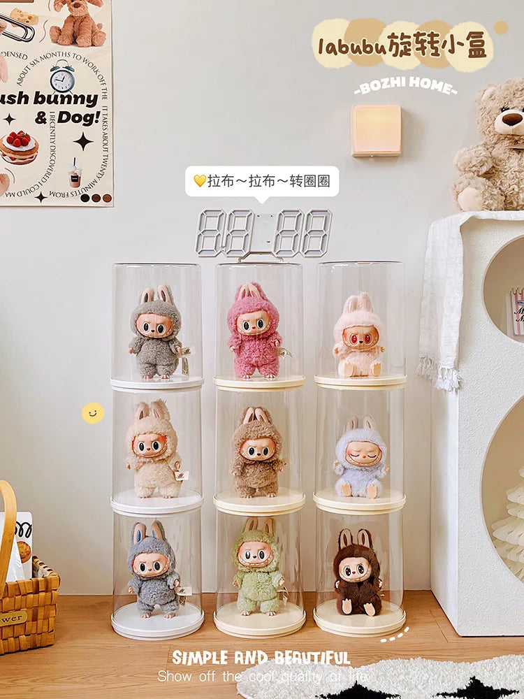 Labubu Pendant Display Box Rotating Transparent Labubu Doll Storage Blind Box Storage Display Dustproof And Moisture-Proof - Fui Fuiu Jewelry