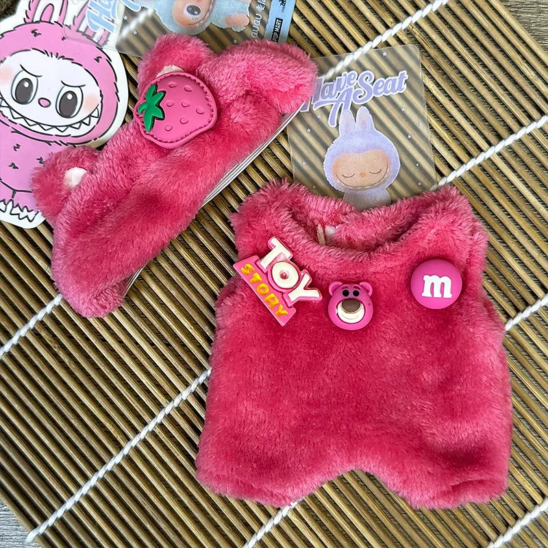 Labubu Doll 17cm Fashion Hoodie Clothing BJD Mini Replacement Cartoon Doll Accessory Cute Decorative Item for Figurines - Fui Fuiu Jewelry