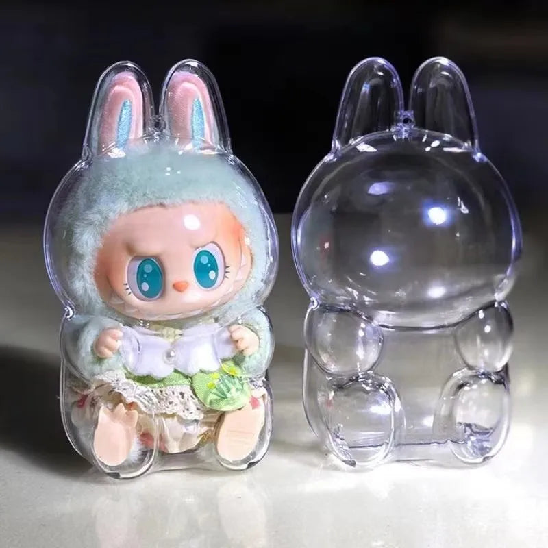 LABUBU V1 V2 transparent protective shell macaron standing protective cover dust cover doll labubu protector case - Fui Fuiu Jewelry