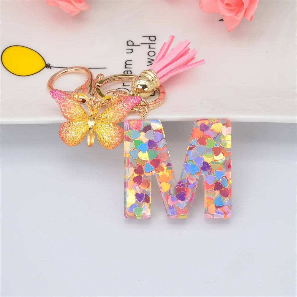 Fashion DIY A-Z Letters keychain Metal Holder Pendent Key Chain Women Car Key Ring Simple Letter Name Key Party Gift Jewelry - Fui Fuiu Jewelry