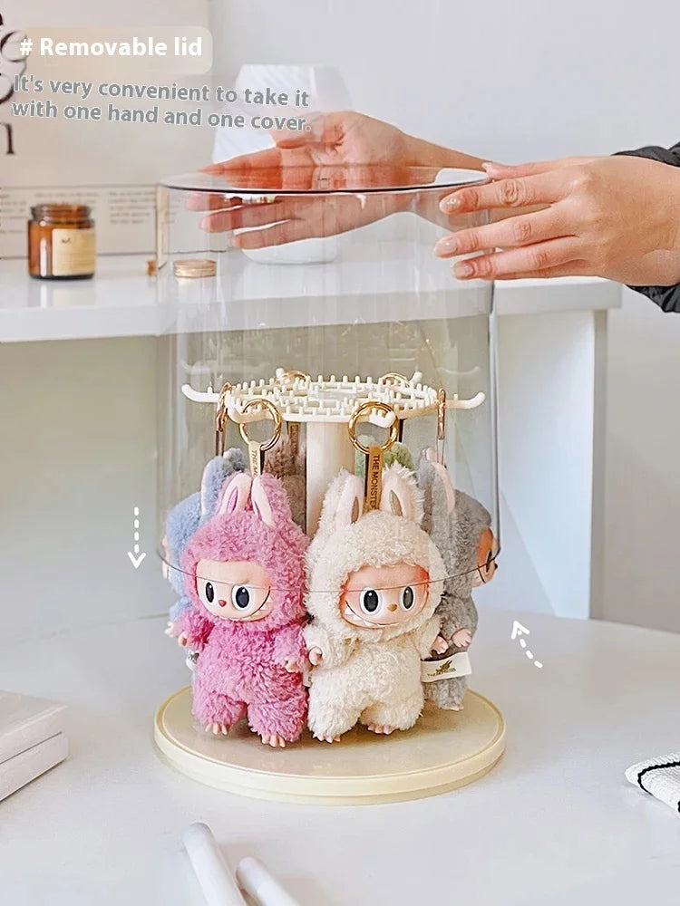 Labubu Pendant Display Box Rotating Transparent Labubu Doll Storage Blind Box Storage Display Dustproof And Moisture-Proof - Fui Fuiu Jewelry