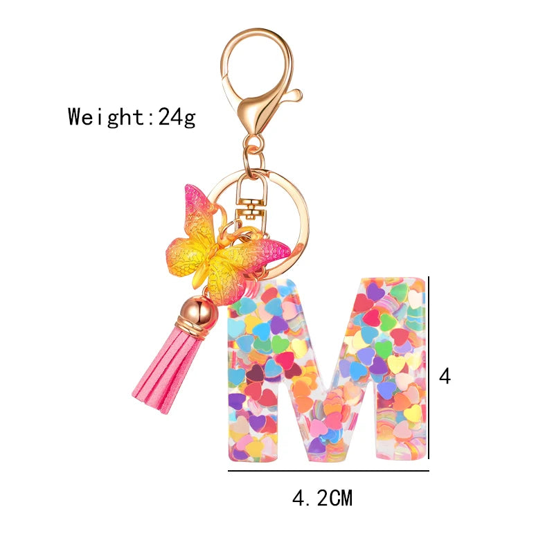 Fashion DIY A-Z Letters keychain Metal Holder Pendent Key Chain Women Car Key Ring Simple Letter Name Key Party Gift Jewelry - Fui Fuiu Jewelry