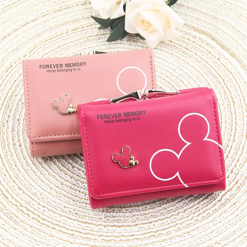 New Women's Wallet Cute Cartoon Letter Printed Students Coin Purse Triple Fold Short Style Wallets for Women Girls Handheld Bags