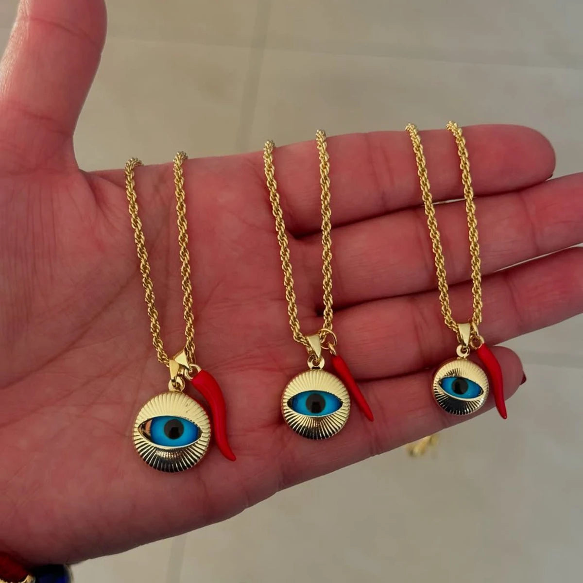 1Pcs 16mm/21mm/27mm Blue Turkish Evil Eye Pepper Charms Pendants Necklace For Women Jewelry Gift