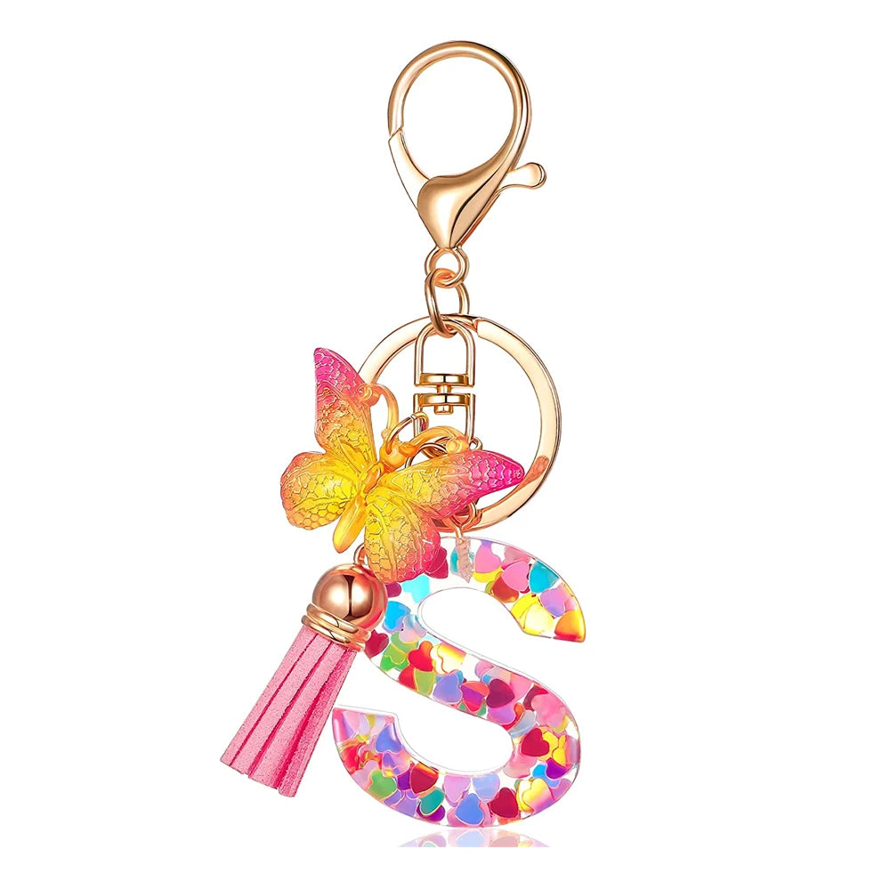Fashion DIY A-Z Letters keychain Metal Holder Pendent Key Chain Women Car Key Ring Simple Letter Name Key Party Gift Jewelry - Fui Fuiu Jewelry