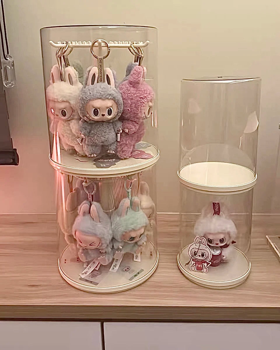 Labubu Pendant Display Box Rotating Transparent Labubu Doll Storage Blind Box Storage Display Dustproof And Moisture-Proof - Fui Fuiu Jewelry
