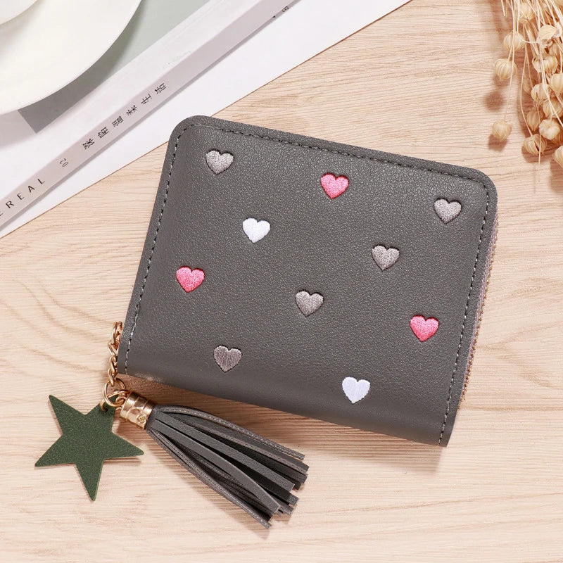 Women Wallet Ladies Mini Small Short Tassel Wallet Cute Girl Zipper Pu Leather Coin Purse Female Hand Wallet Purse