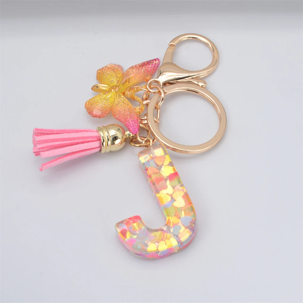 Fashion DIY A-Z Letters keychain Metal Holder Pendent Key Chain Women Car Key Ring Simple Letter Name Key Party Gift Jewelry - Fui Fuiu Jewelry