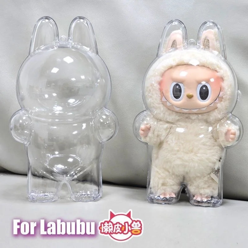 LABUBU V1 V2 transparent protective shell macaron standing protective cover dust cover doll labubu protector case - Fui Fuiu Jewelry