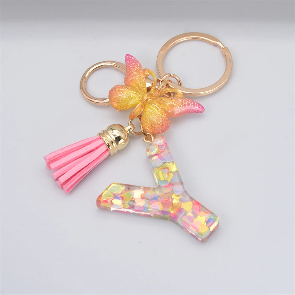Fashion DIY A-Z Letters keychain Metal Holder Pendent Key Chain Women Car Key Ring Simple Letter Name Key Party Gift Jewelry - Fui Fuiu Jewelry