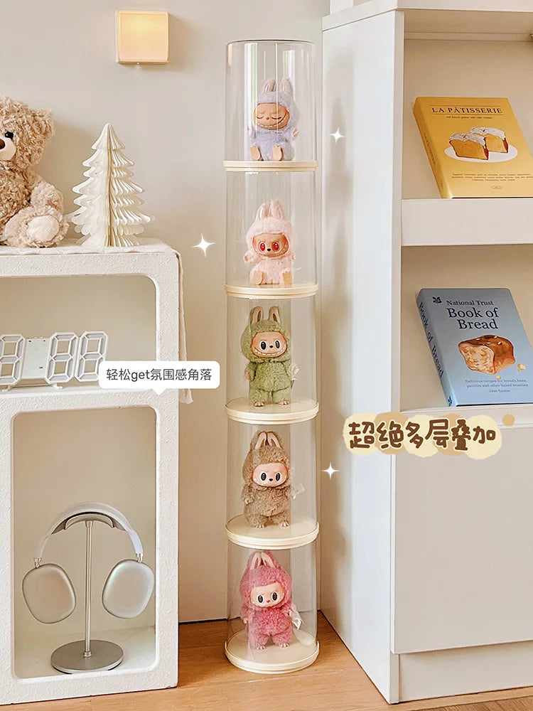 Labubu Pendant Display Box Rotating Transparent Labubu Doll Storage Blind Box Storage Display Dustproof And Moisture-Proof - Fui Fuiu Jewelry