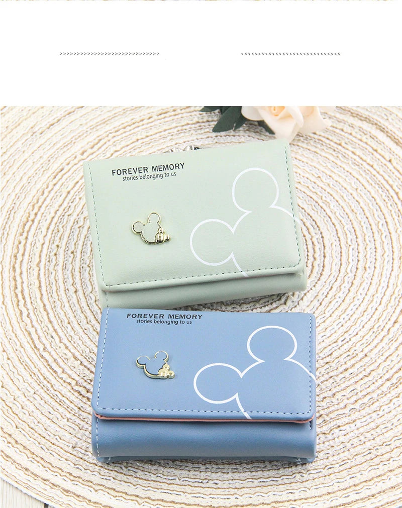 New Women's Wallet Cute Cartoon Letter Printed Students Coin Purse Triple Fold Short Style Wallets for Women Girls Handheld Bags