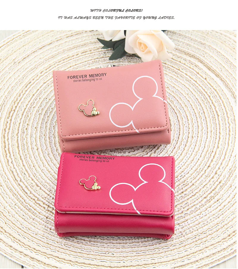 New Women's Wallet Cute Cartoon Letter Printed Students Coin Purse Triple Fold Short Style Wallets for Women Girls Handheld Bags