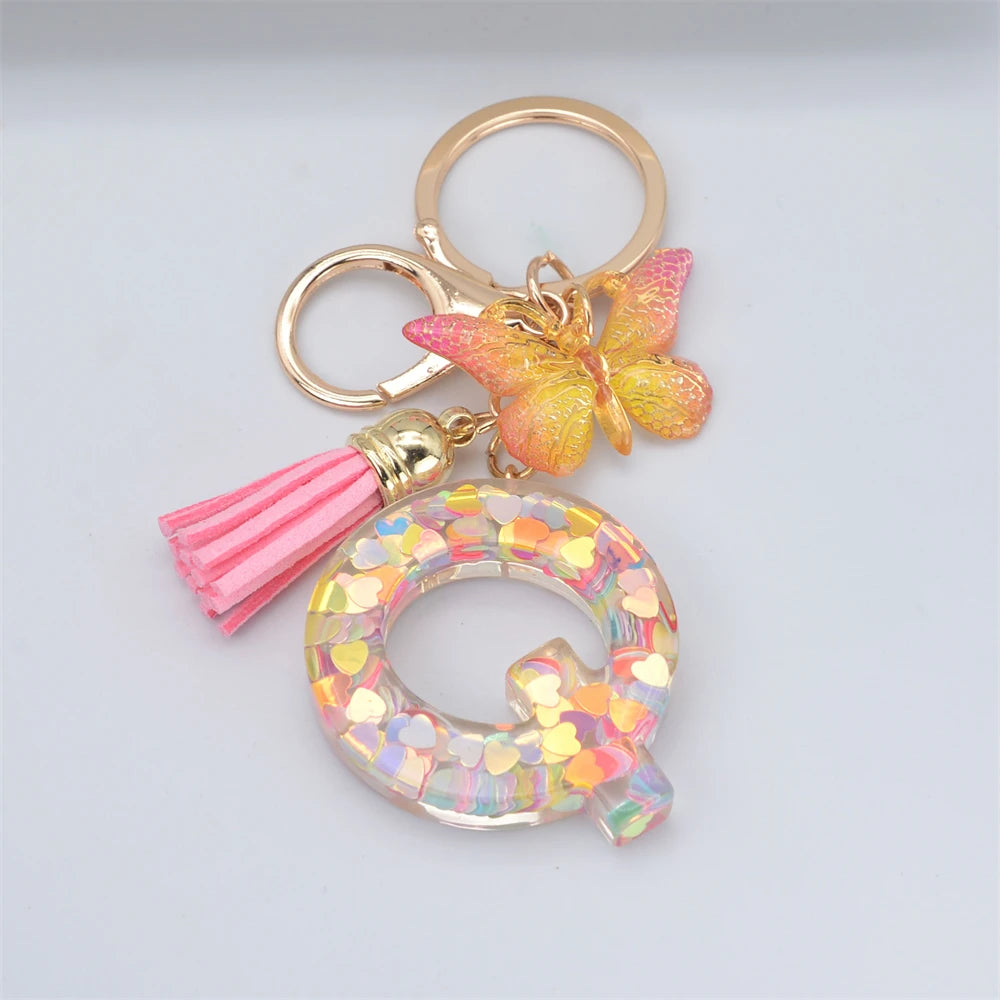 Fashion DIY A-Z Letters keychain Metal Holder Pendent Key Chain Women Car Key Ring Simple Letter Name Key Party Gift Jewelry - Fui Fuiu Jewelry