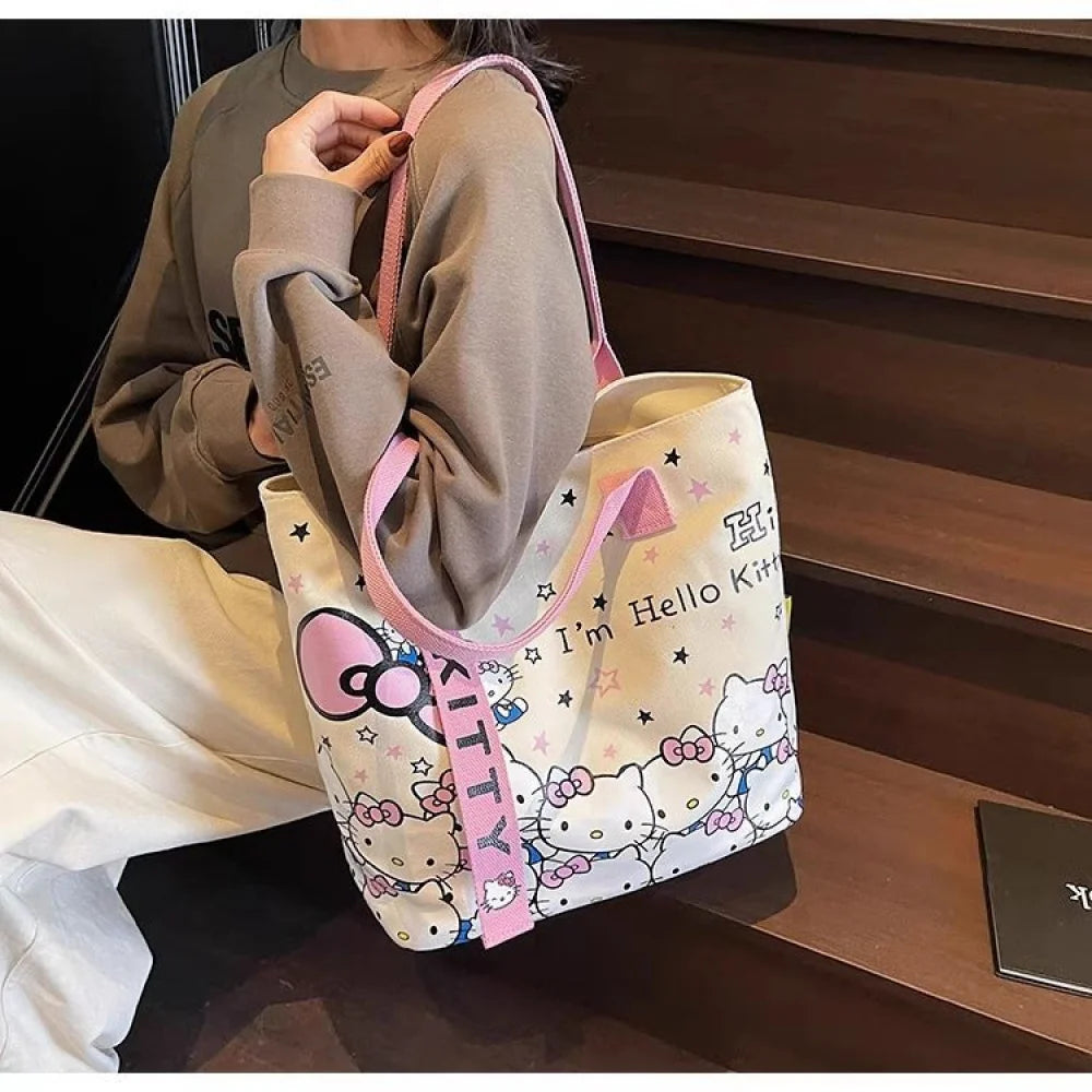 Sanrio Hello Kitty Shoulder Bag Cute Cartoon KT Cat Handbag Girls Backpack Schoolbag Holiday Gifts
