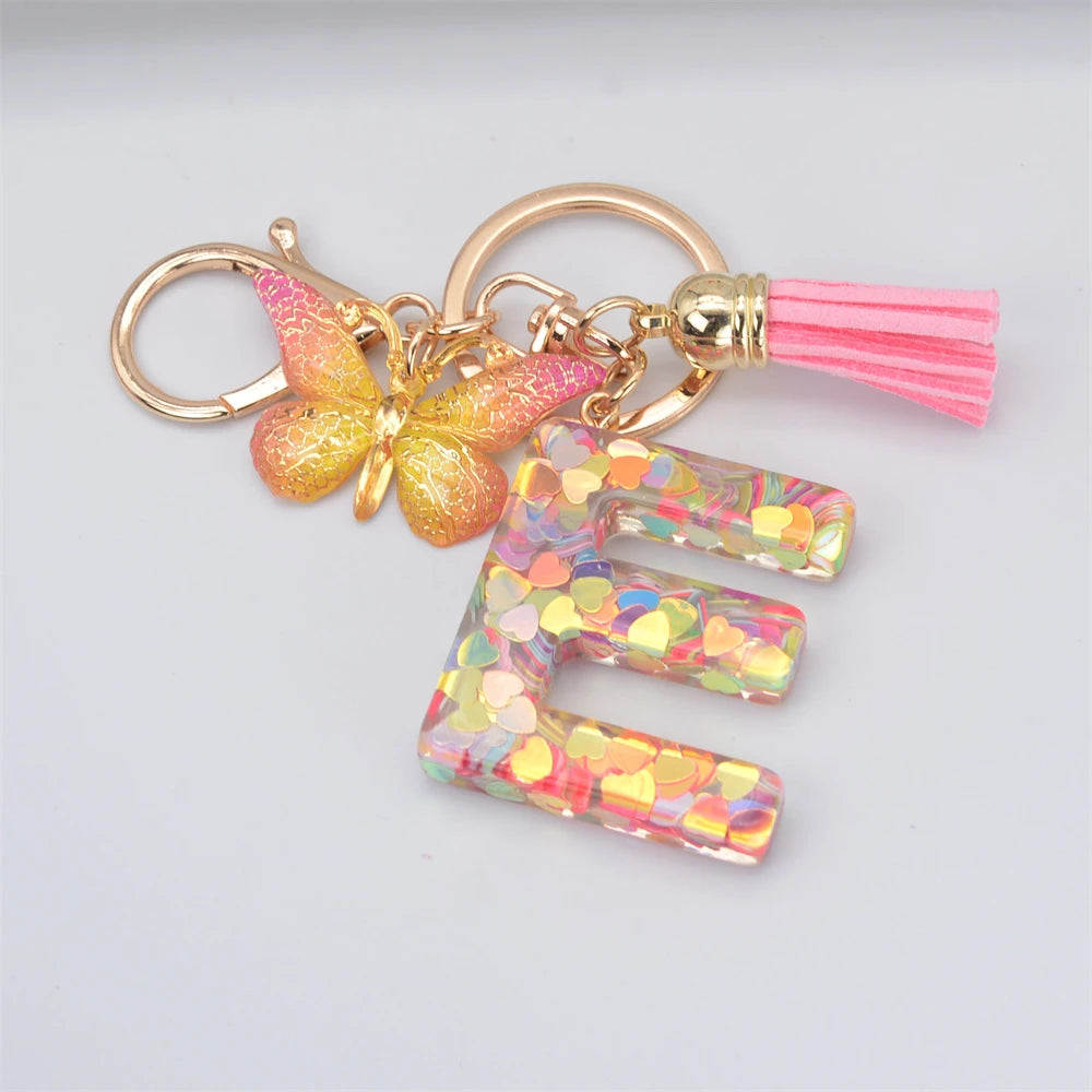 Fashion DIY A-Z Letters keychain Metal Holder Pendent Key Chain Women Car Key Ring Simple Letter Name Key Party Gift Jewelry - Fui Fuiu Jewelry