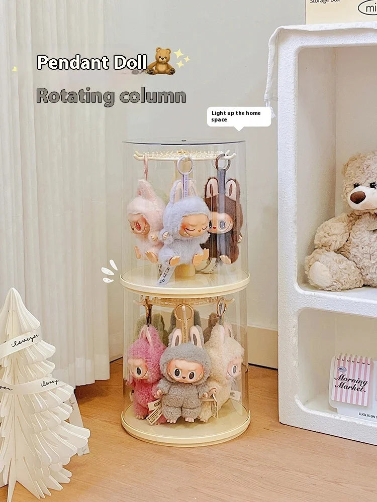 Labubu Pendant Display Box Rotating Transparent Labubu Doll Storage Blind Box Storage Display Dustproof And Moisture-Proof - Fui Fuiu Jewelry