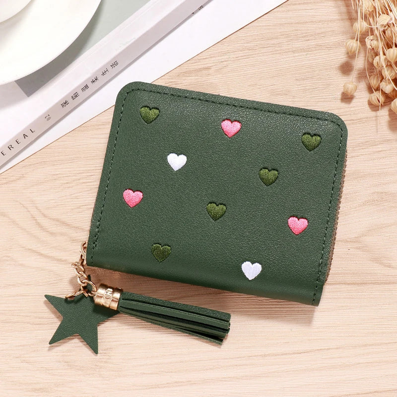 Women Wallet Ladies Mini Small Short Tassel Wallet Cute Girl Zipper Pu Leather Coin Purse Female Hand Wallet Purse