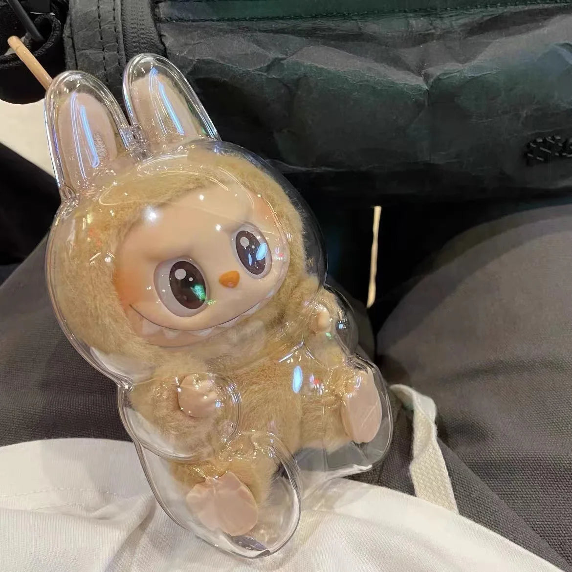 LABUBU V1 V2 transparent protective shell macaron standing protective cover dust cover doll labubu protector case - Fui Fuiu Jewelry